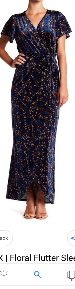 Superfoxx flutter sleeve velvet wrap dress